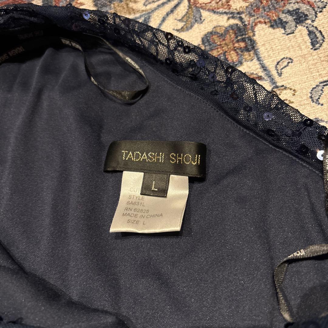TADASHI SHOJI ワンショルダーパーティードレス L ネイビー
