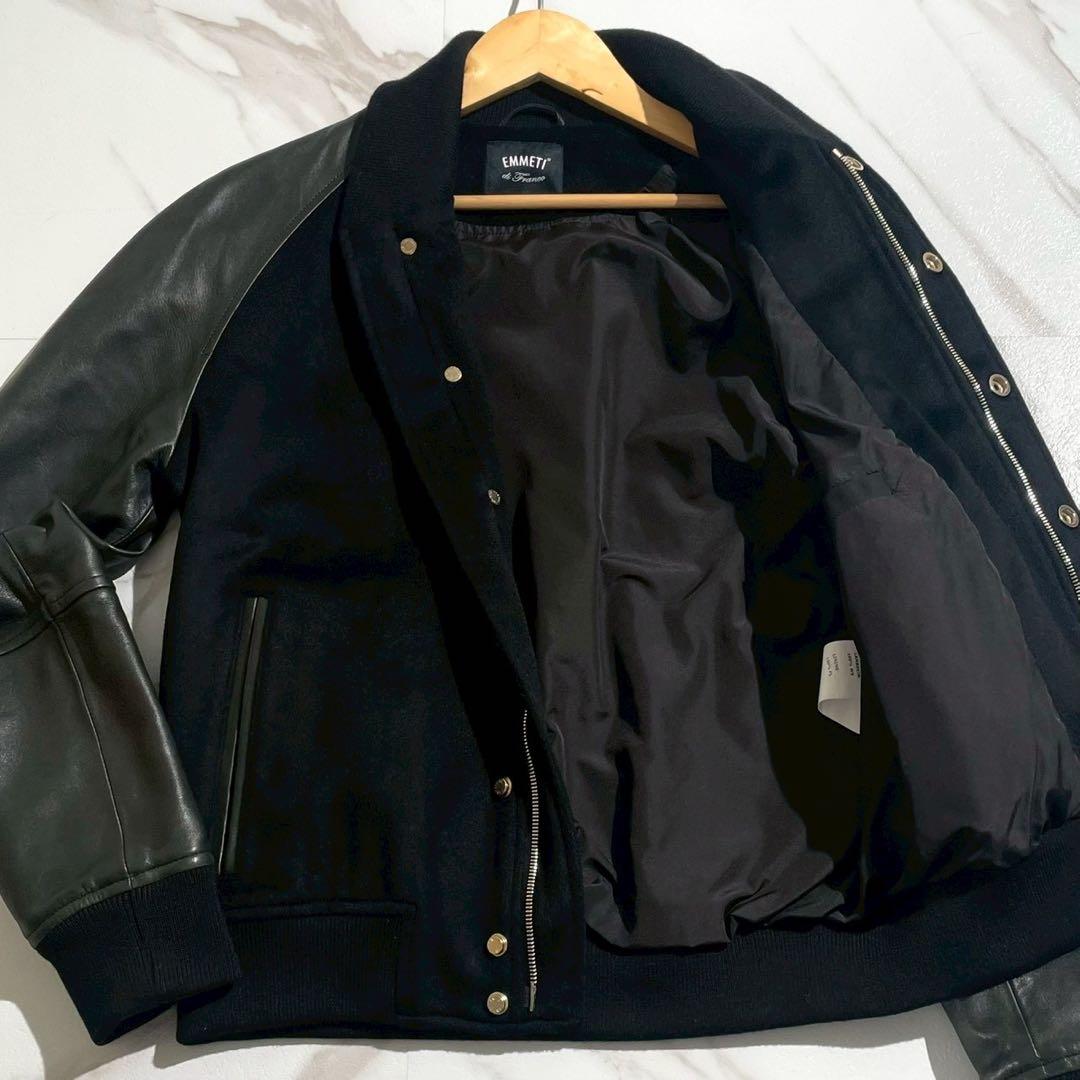 【極美品/カシミヤ100％】EMMETI エンメティ スタジャン ラムレザー 黒