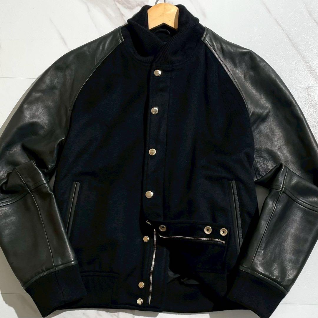 【極美品/カシミヤ100％】EMMETI エンメティ スタジャン ラムレザー 黒