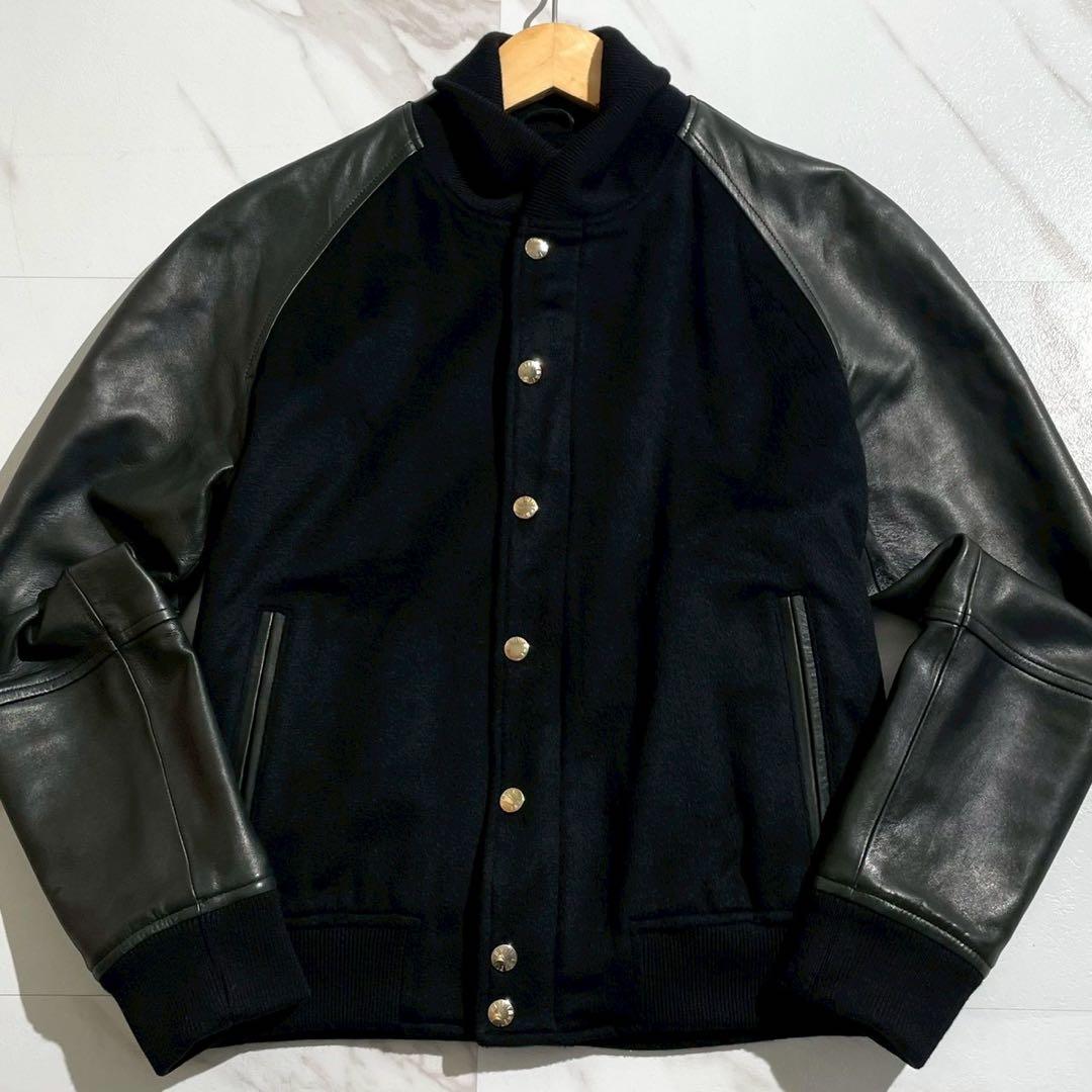 【極美品/カシミヤ100％】EMMETI エンメティ スタジャン ラムレザー 黒