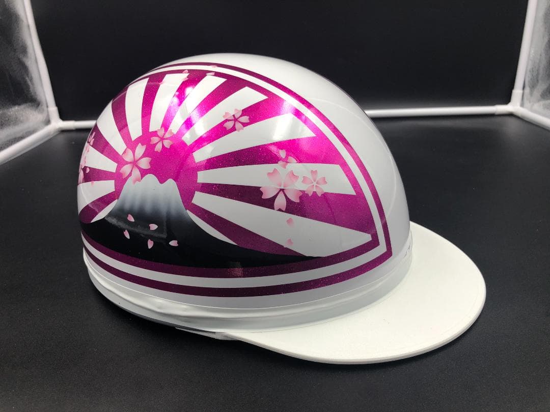 コルク半　カスタム　富士日章三つボタン　ホワイトピンク　白赤　桜セット