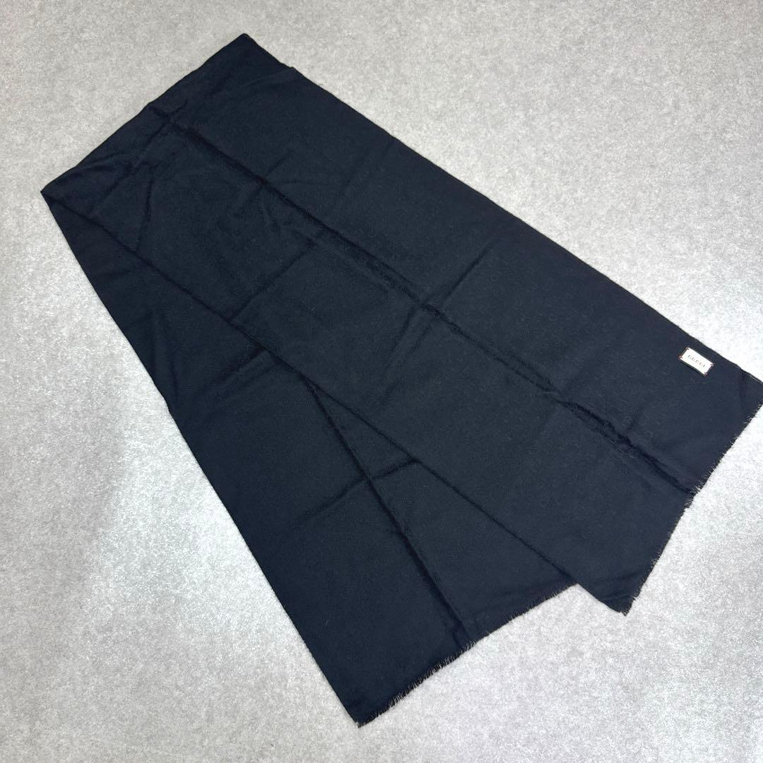 GUCCI グッチ GG柄 総柄 ブラック マフラー ストール ショール