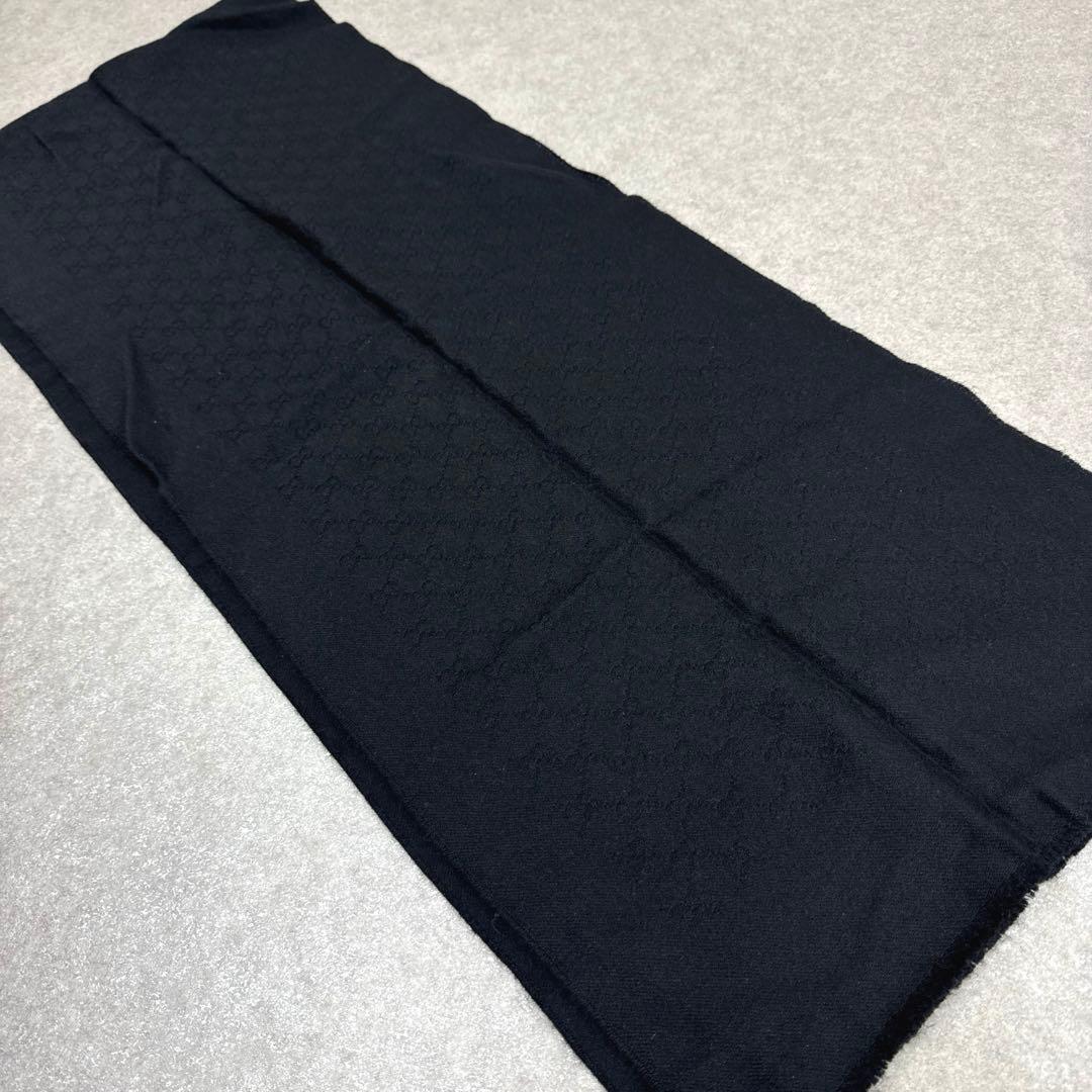 GUCCI グッチ GG柄 総柄 ブラック マフラー ストール ショール