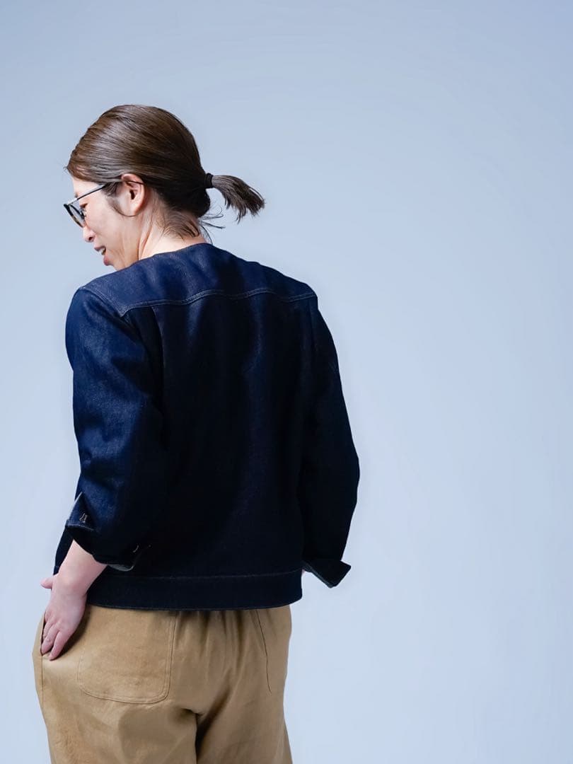 wafu. / ワフリネン ❤︎ リネンデニムノーカラージャケット ❤︎ 試着のみ♪