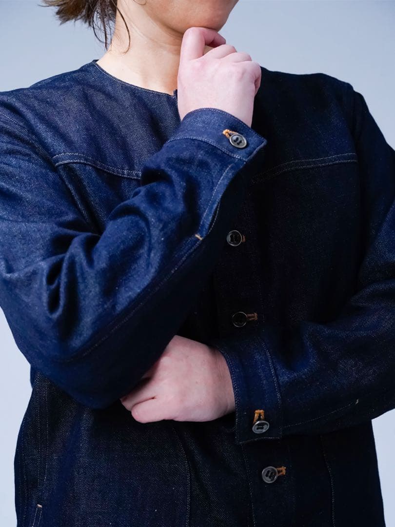 wafu. / ワフリネン ❤︎ リネンデニムノーカラージャケット ❤︎ 試着のみ♪