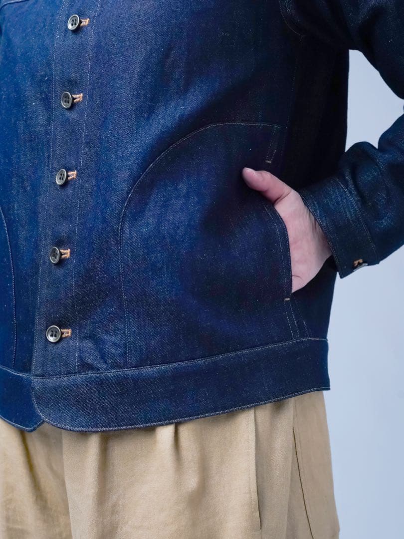 wafu. / ワフリネン ❤︎ リネンデニムノーカラージャケット ❤︎ 試着のみ♪
