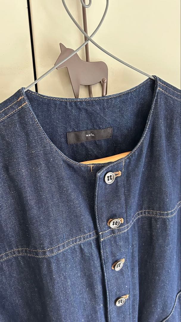 wafu. / ワフリネン ❤︎ リネンデニムノーカラージャケット ❤︎ 試着のみ♪