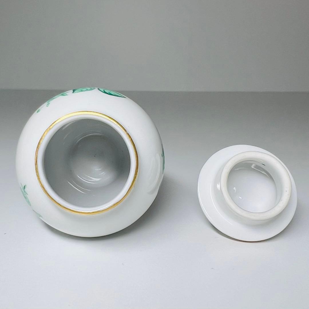 希少 Herend ヘレンド 花瓶 グリーン 薔薇 手描き 花器 飾り壺