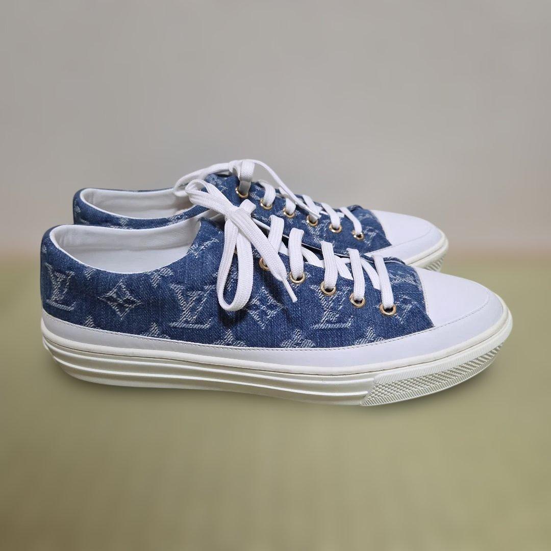 未使用近 ルイヴィトン デニムスニーカー 39 1/2 モノグラム 25cm