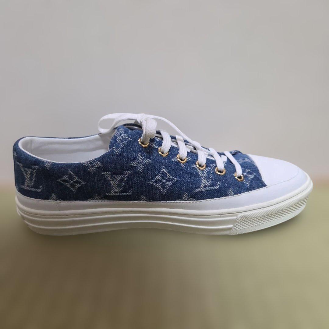 未使用近 ルイヴィトン デニムスニーカー 39 1/2 モノグラム 25cm