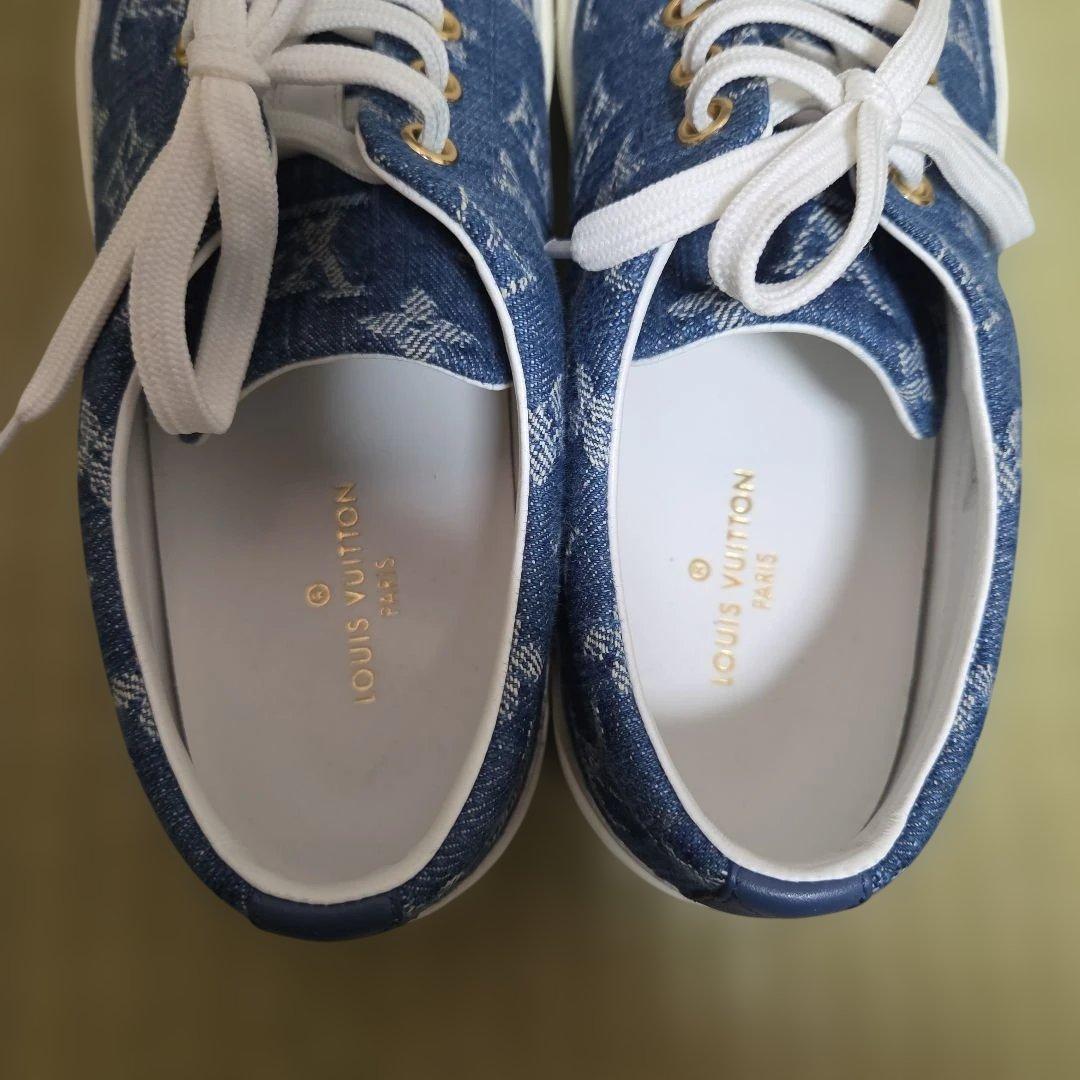 未使用近 ルイヴィトン デニムスニーカー 39 1/2 モノグラム 25cm