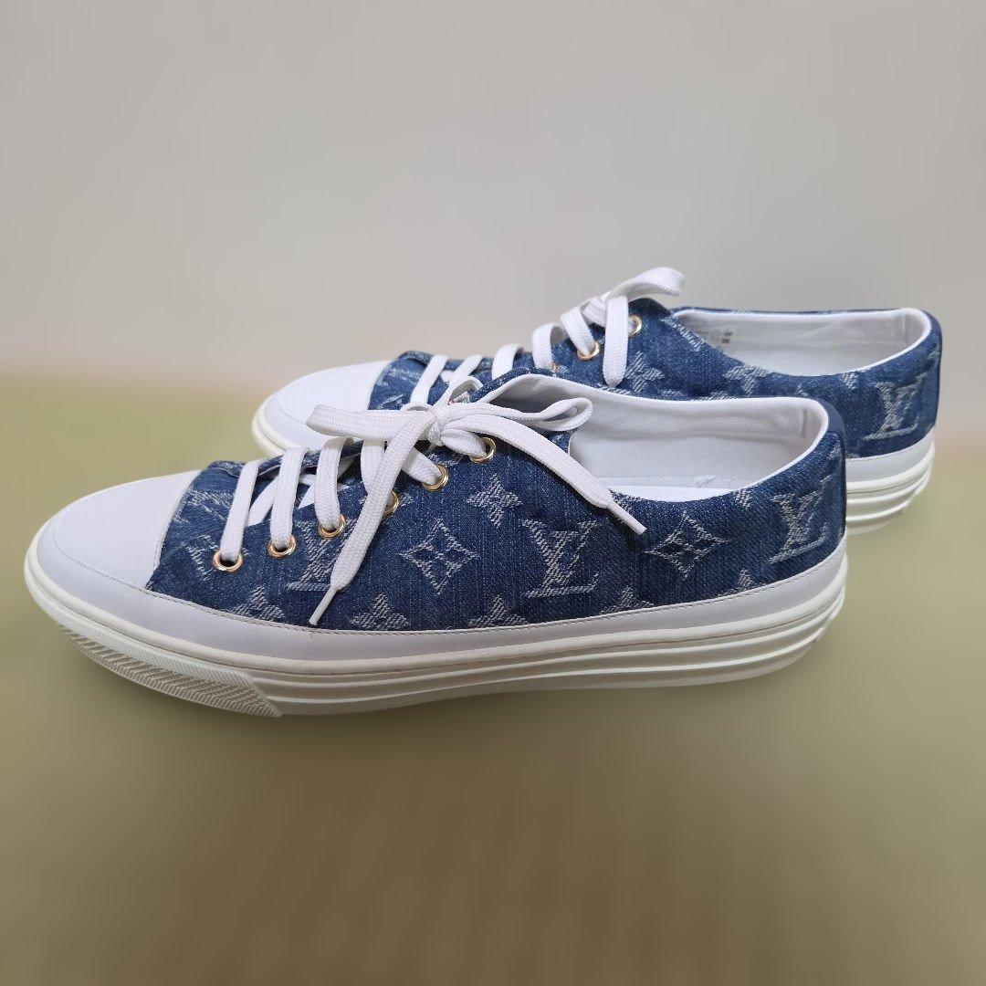 未使用近 ルイヴィトン デニムスニーカー 39 1/2 モノグラム 25cm