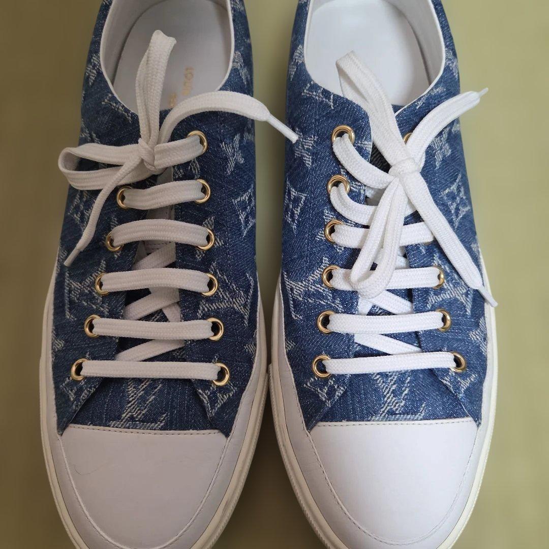 未使用近 ルイヴィトン デニムスニーカー 39 1/2 モノグラム 25cm