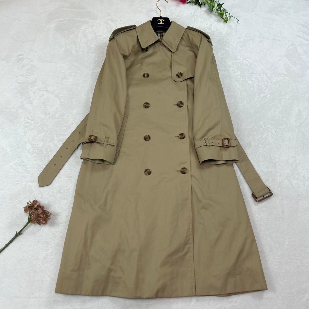 J889 美品 L アクアスキュータム トレンチコート キャメル レディース