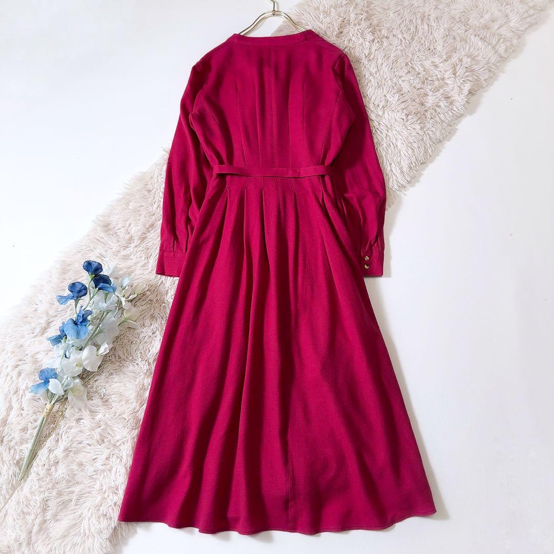 極美品ꕥアナイ 現行タグ ウールアムンゼンポケットフレアワンピース 共布リボン