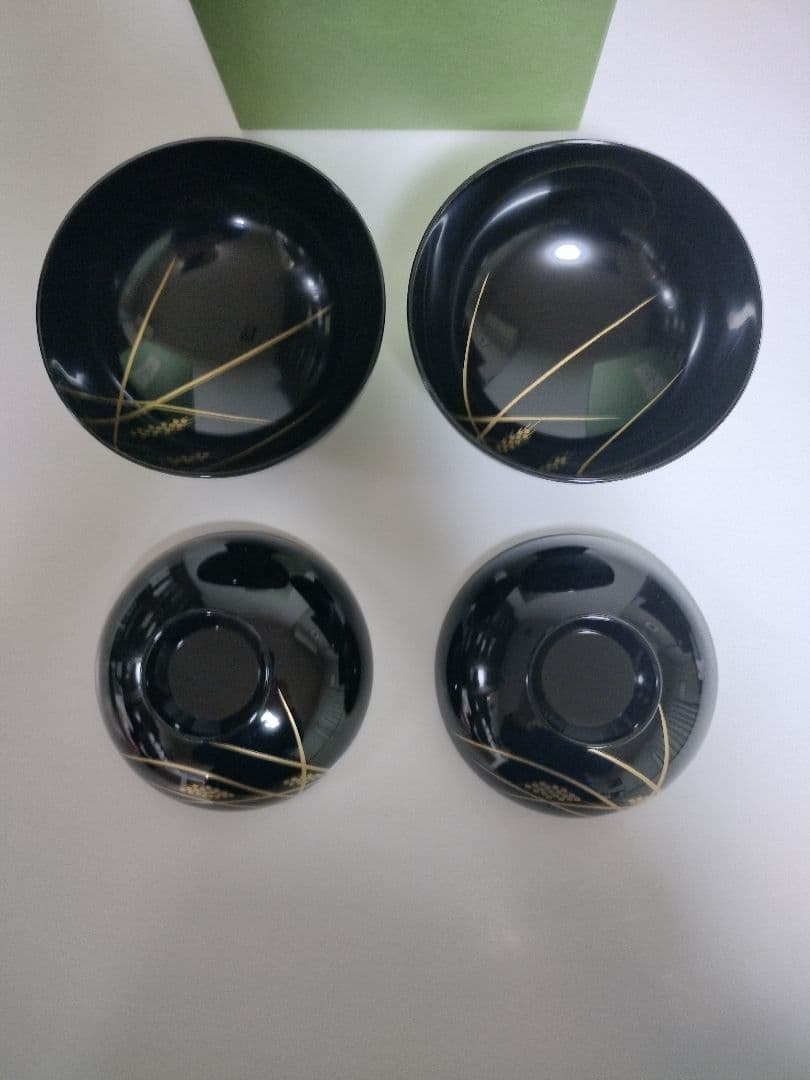 京都　平安象彦　稲穂蒔絵　吸物椀　2客