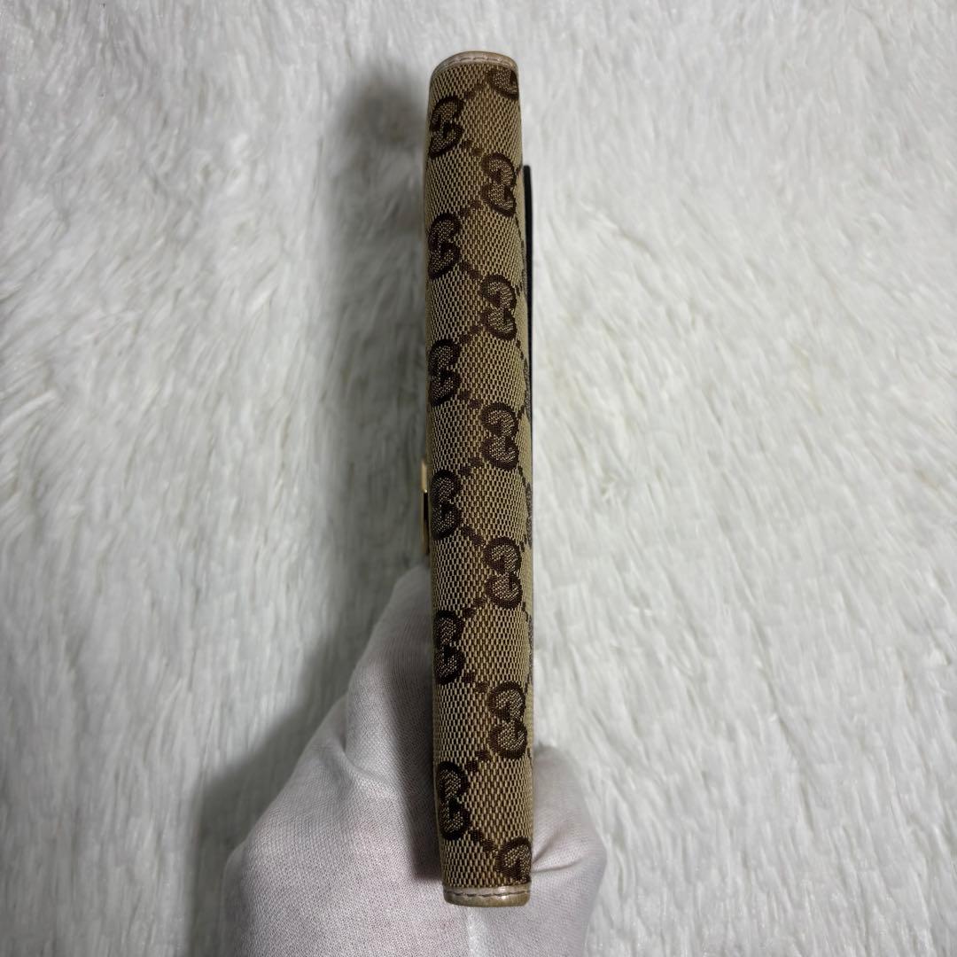 美品✨ グッチ 長財布 ラブリーハート GGキャンバス レザー 白 二つ折り