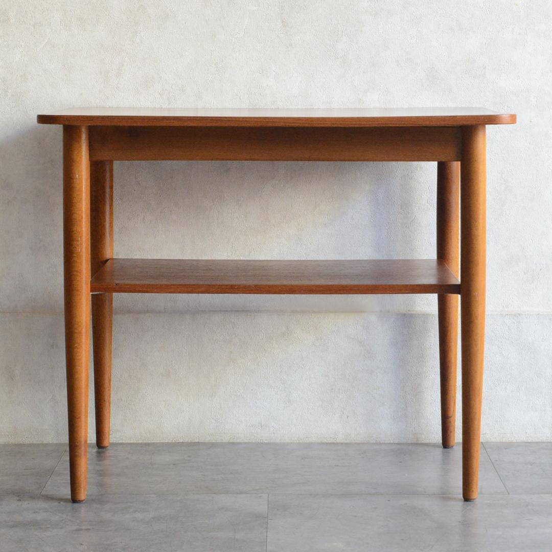 デンマーク 北欧ヴィンテージ チーク サイドテーブル 棚付き 北欧家具
