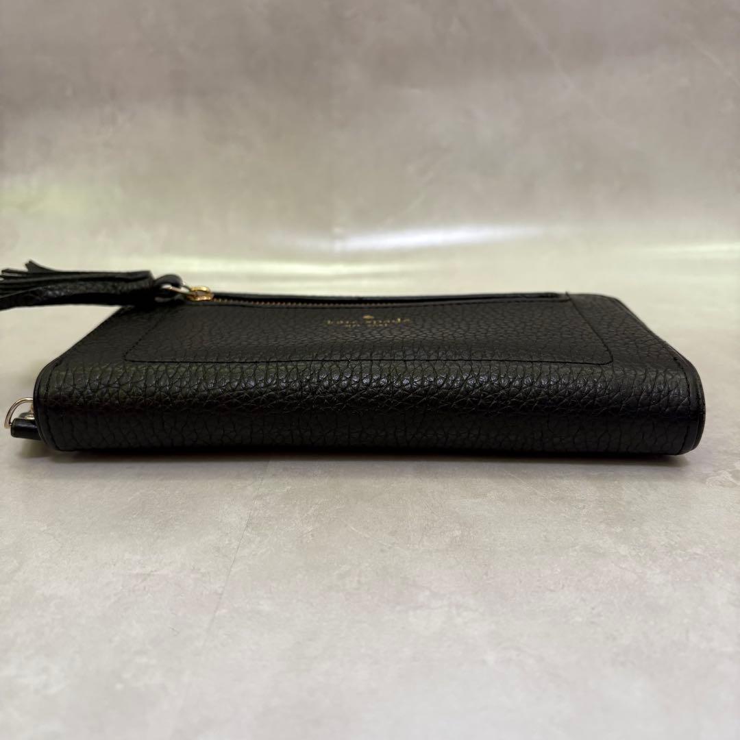 美品　kapespade ケイトスペード　長財布　タッセル　レザー　ブラック