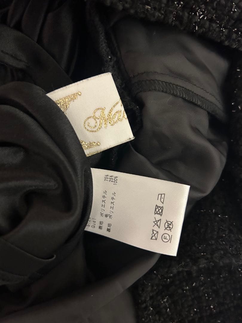 ミシェルマカロン ファンシーツイード美脚スカート 黒 Mサイズ