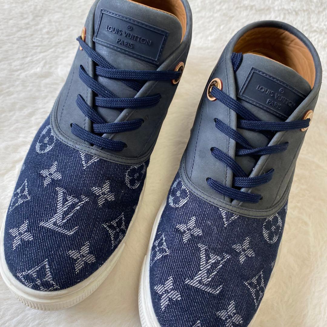 LOUIS VUITTON スニーカー デニム インディゴ モノグラム