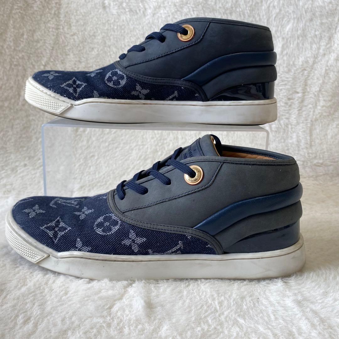 LOUIS VUITTON スニーカー デニム インディゴ モノグラム