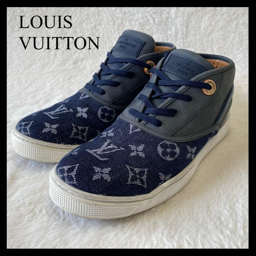 LOUIS VUITTON スニーカー デニム インディゴ モノグラム