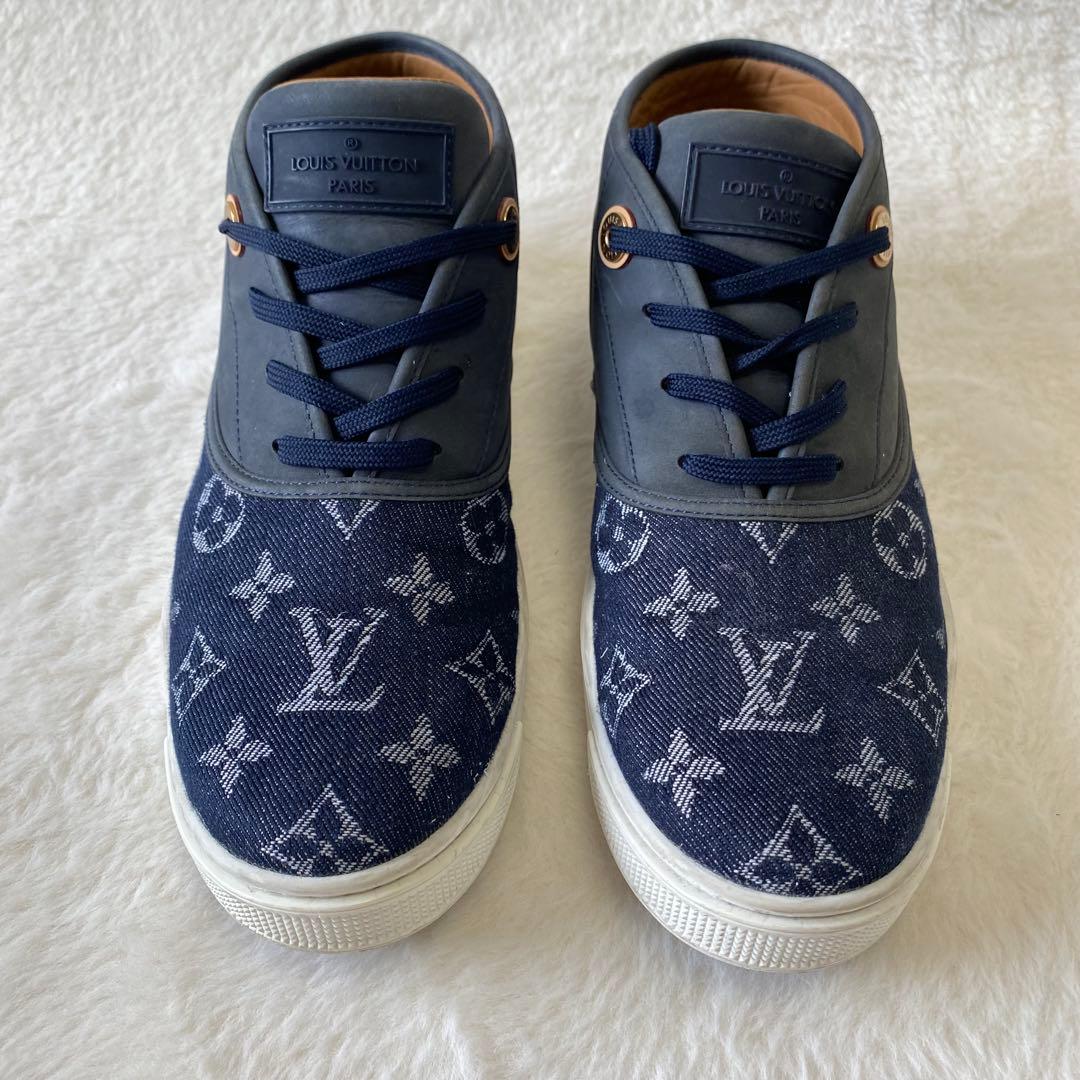 LOUIS VUITTON スニーカー デニム インディゴ モノグラム