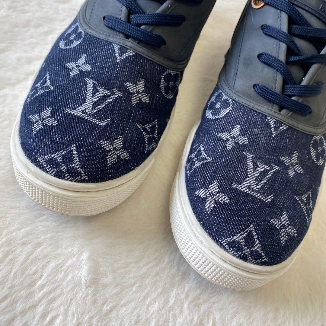 LOUIS VUITTON スニーカー デニム インディゴ モノグラム