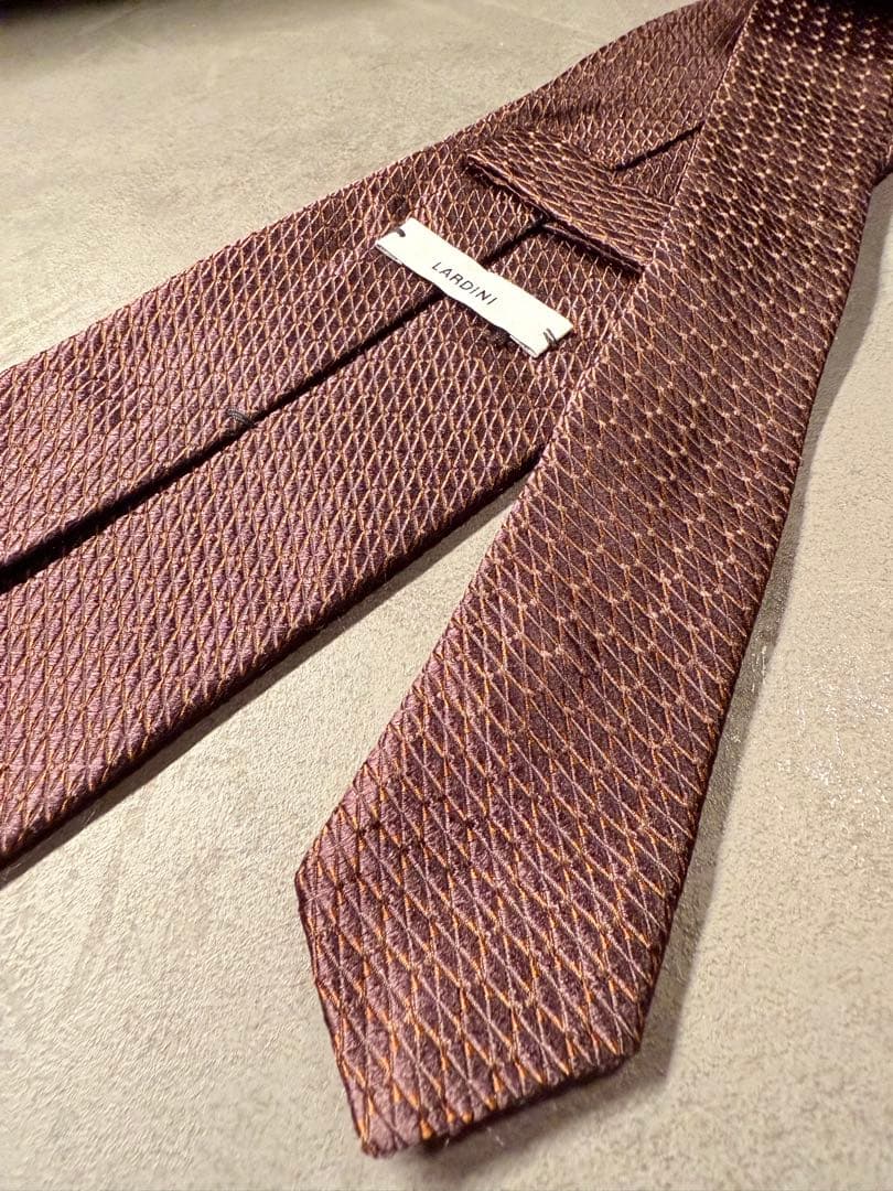 【美品】LARDINI ラルディーニ ネクタイ ダークブラウン 大剣幅8.0cm