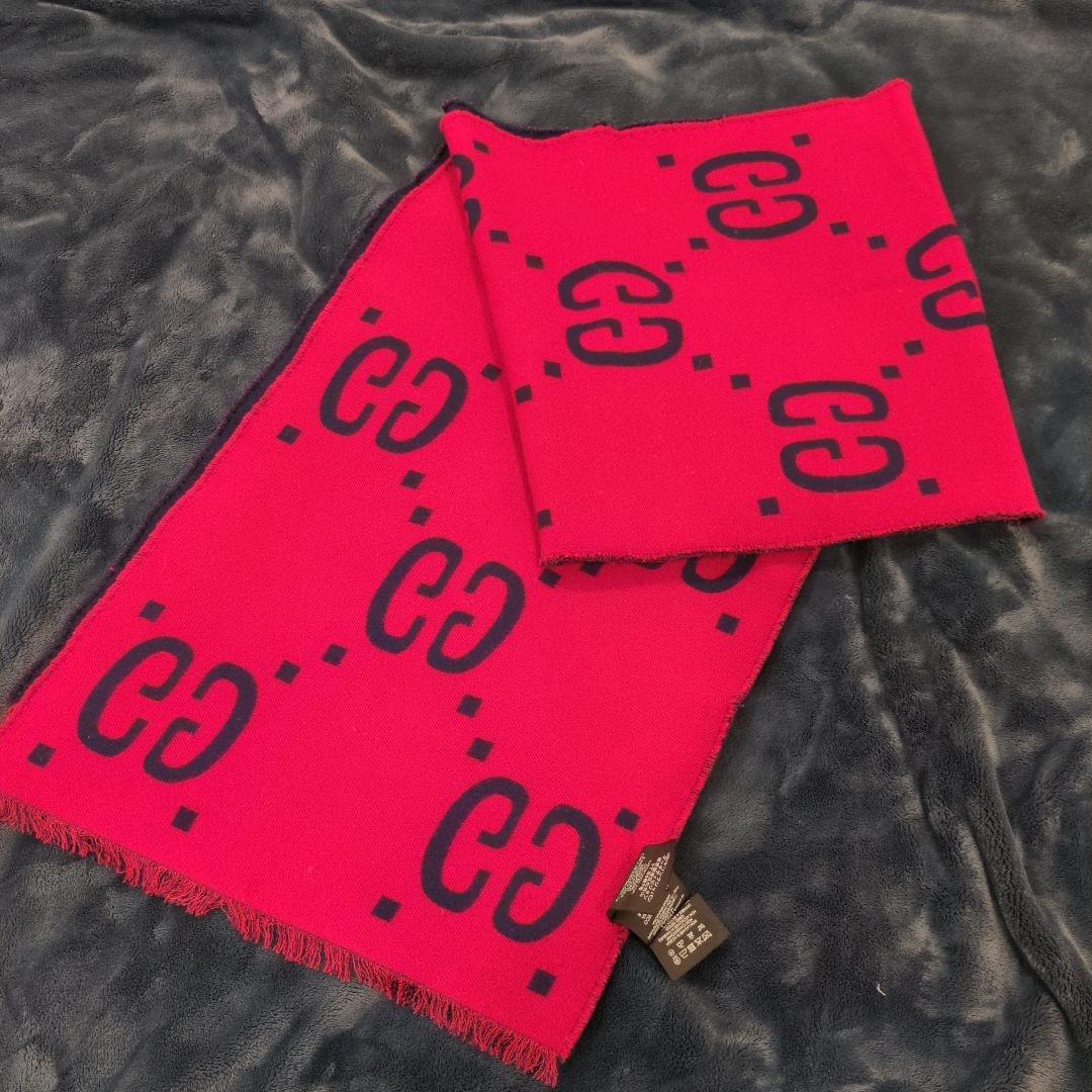 GUCCI　ジャンボGGロゴマフラー 　ジャガード　リバーシブル