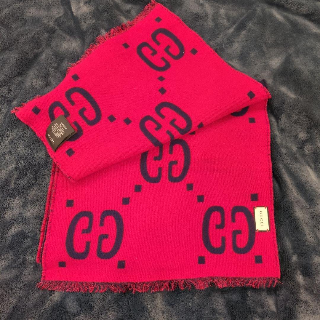 GUCCI　ジャンボGGロゴマフラー 　ジャガード　リバーシブル