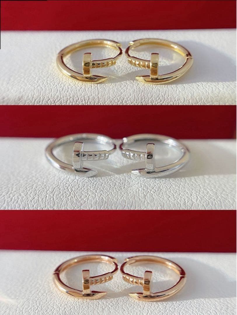 K18YG WG PG 天然ダイヤモンド　釘モチーフ　フープピアス(ダイヤなし)