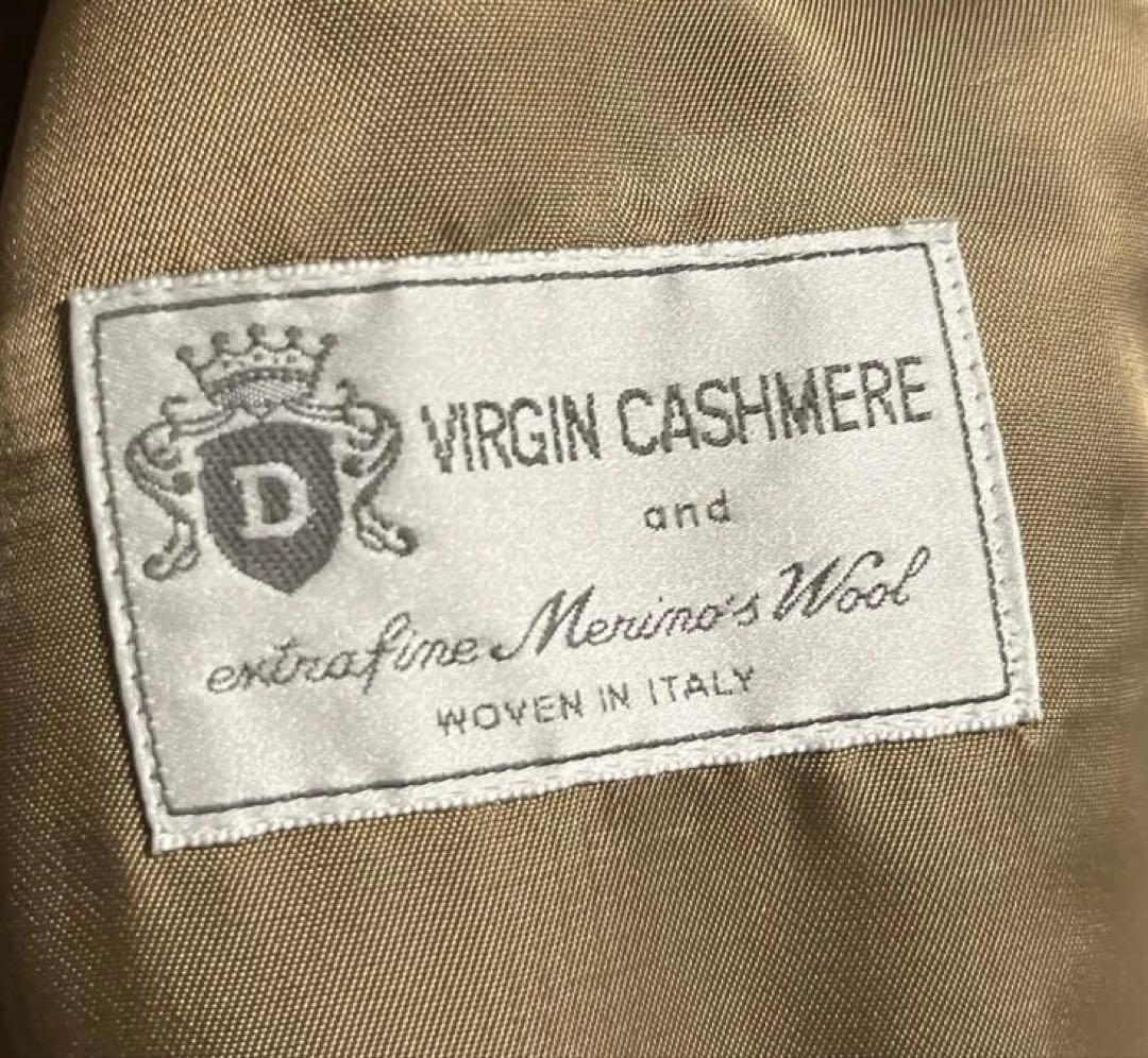 ブラウン ダブルブレスト ロングコート　ウールカシミア　イタリア製　キャメル