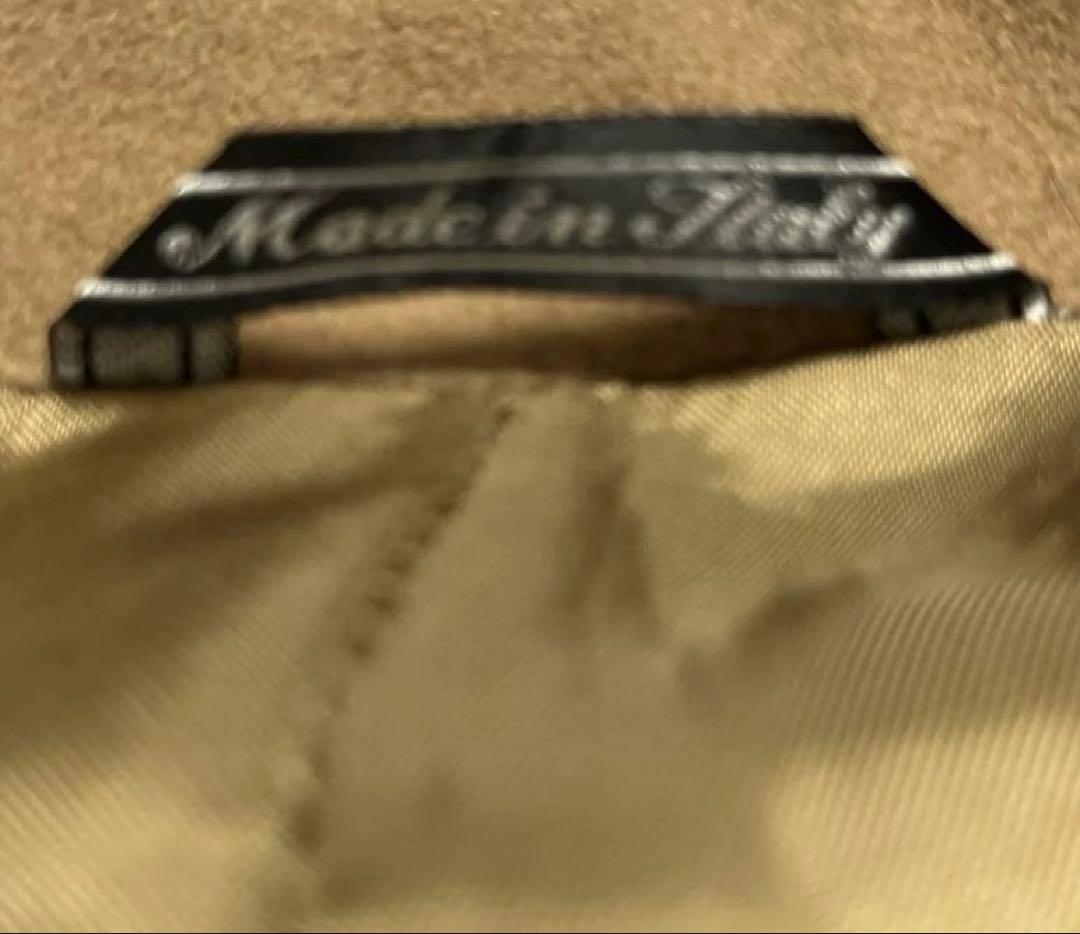 ブラウン ダブルブレスト ロングコート　ウールカシミア　イタリア製　キャメル