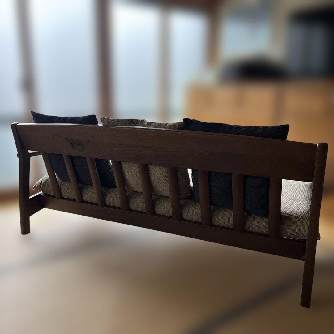 木製フレーム グレー系ソファ 3人掛け