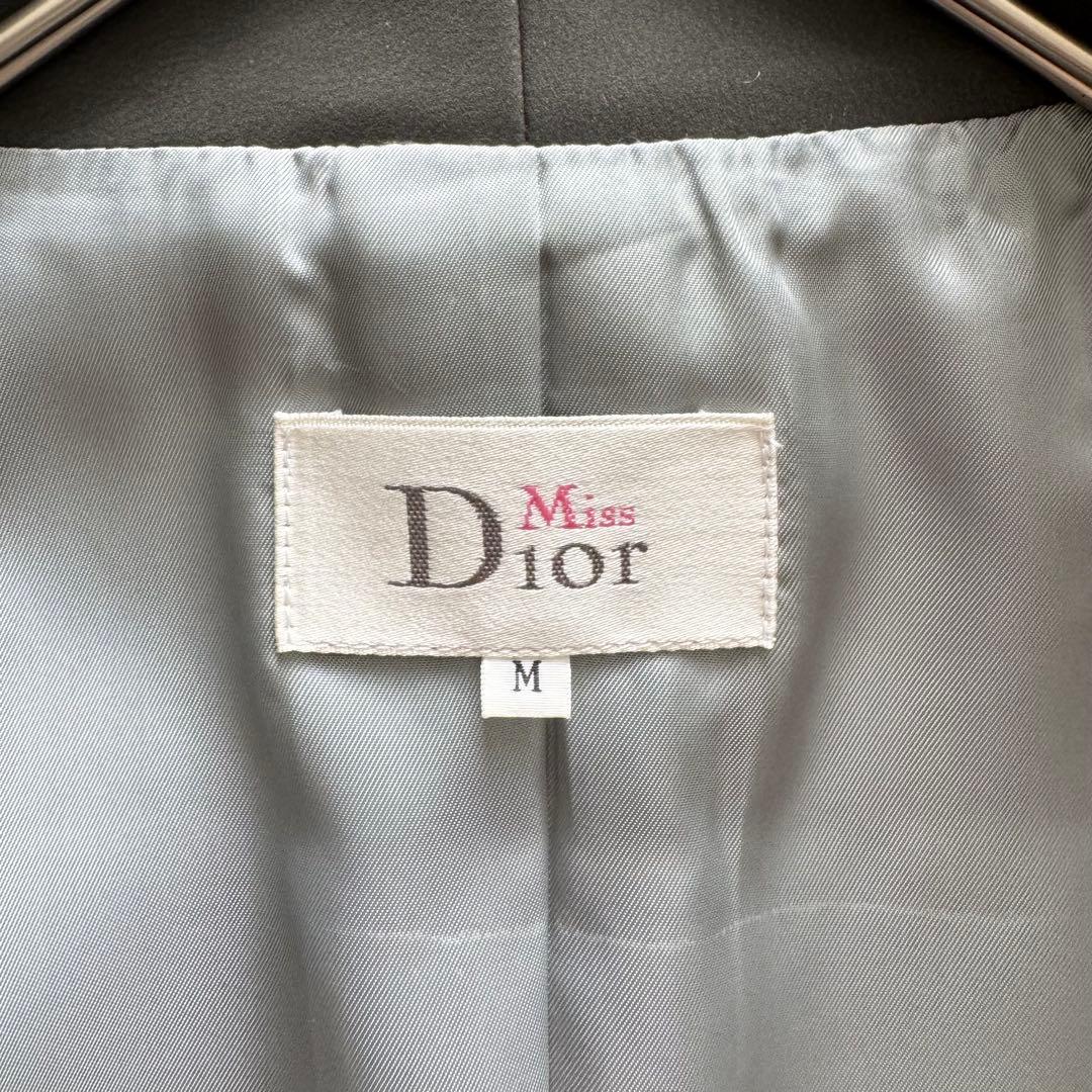 ミスディオール　テーラードジャケット　ダブル　ウールシルク混　ツイード　グレー