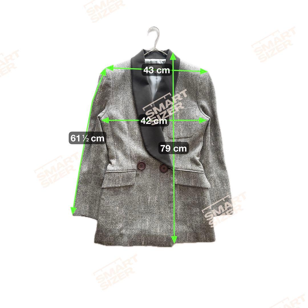 ミスディオール　テーラードジャケット　ダブル　ウールシルク混　ツイード　グレー