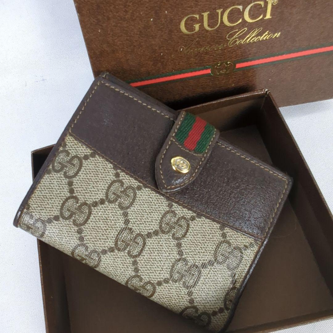 【良品】GUCCI グッチ GG柄 シェリーライン 二つ折り 財布 ヴィンテージ