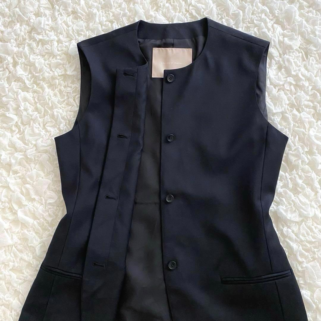 セオリーリュクス クルーネック ジレ ベスト シルク混 ストレッチ