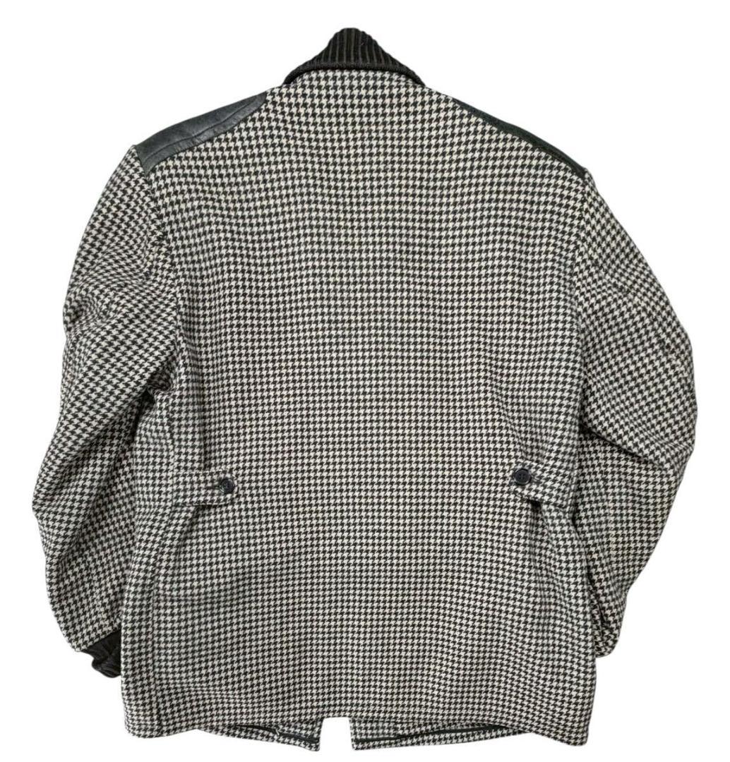 クリッカー レザー切り替え ファラオジャケット カーコート 千鳥格子柄 40