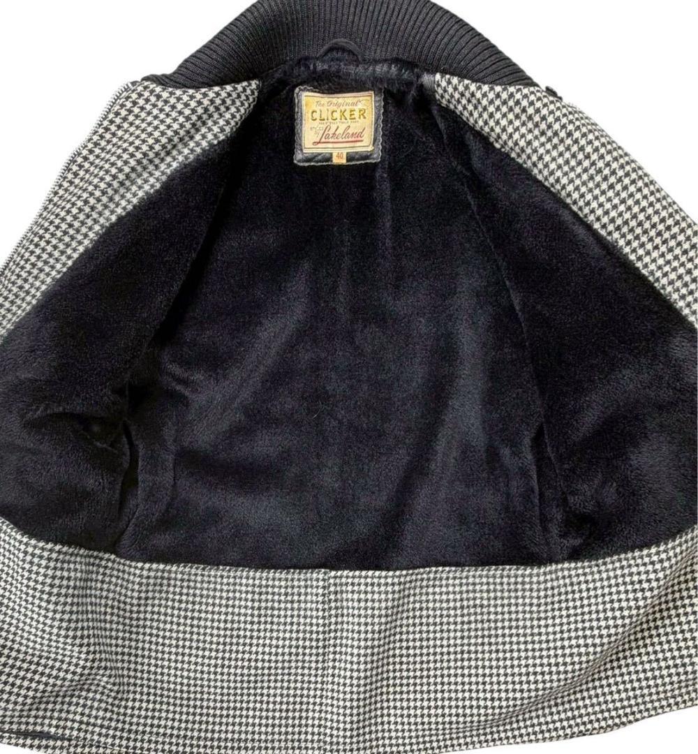 クリッカー レザー切り替え ファラオジャケット カーコート 千鳥格子柄 40