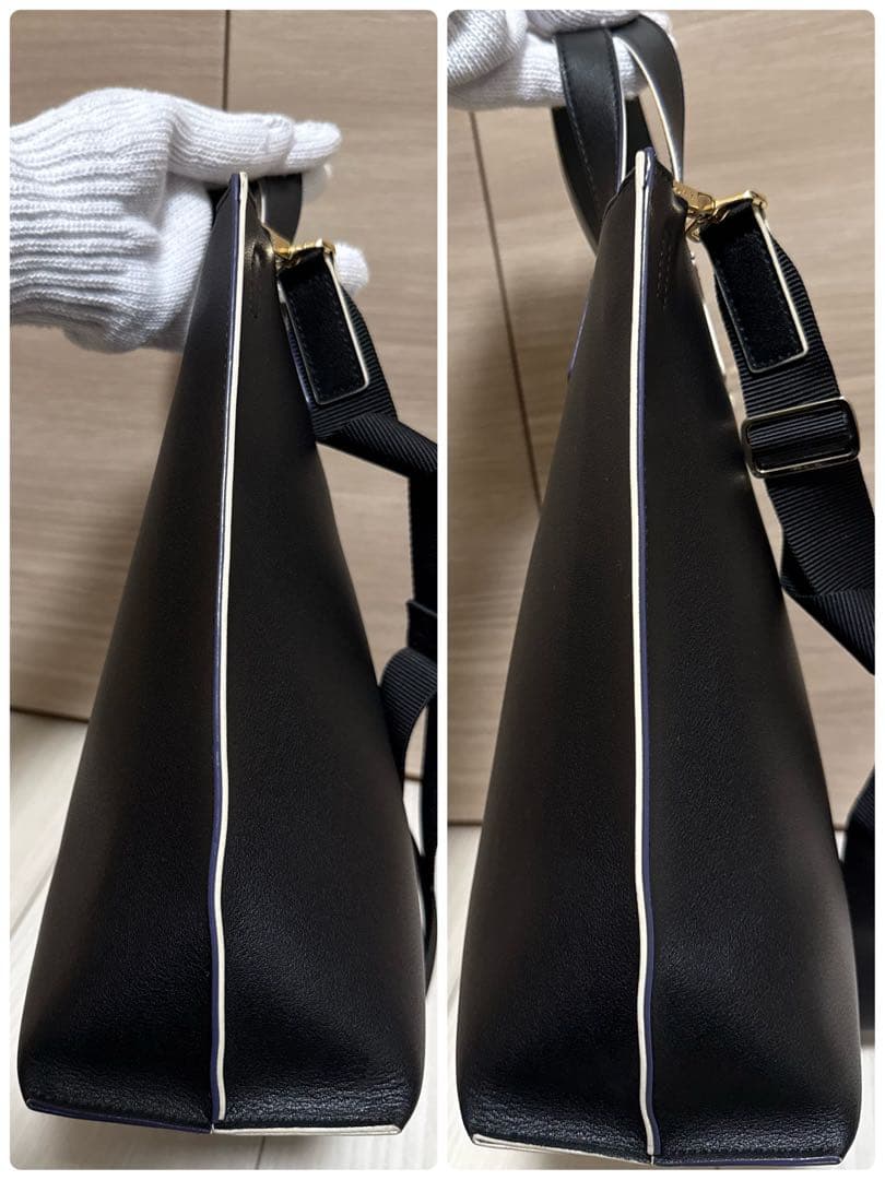 【美品】agnes b. 2wayショルダーバッグ レザー ブラック グリーン