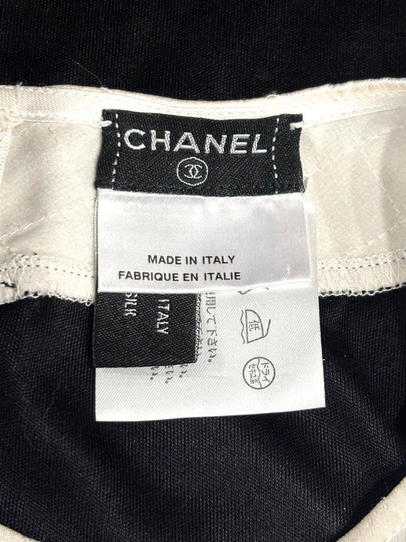 CHANEL 美品　ノースリーブ　トップス　パール　シルク100%