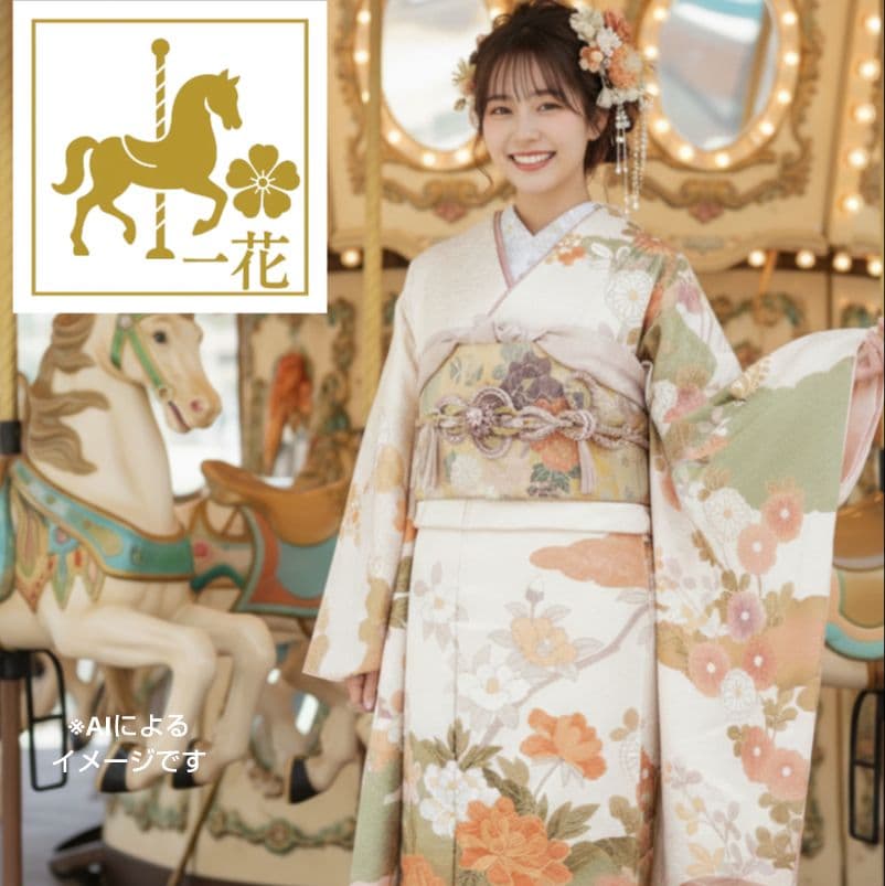 処分セール！1/18(日)まで！425.振袖7点セット 正絹　フルセット　成人式