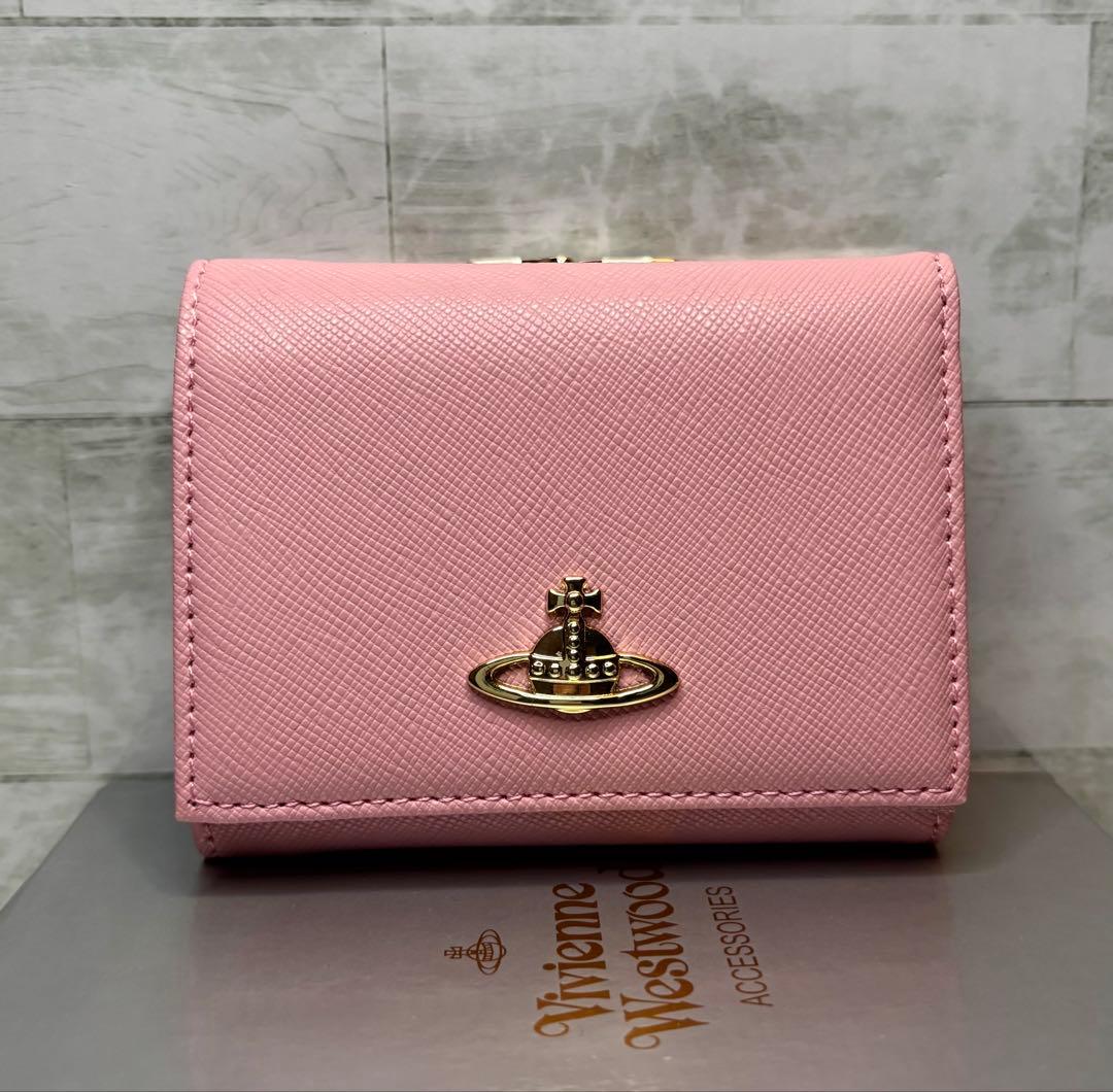 大人気ピンク！ヴィヴィアン・ウエストウッド スモールフレームウォレット ピンク