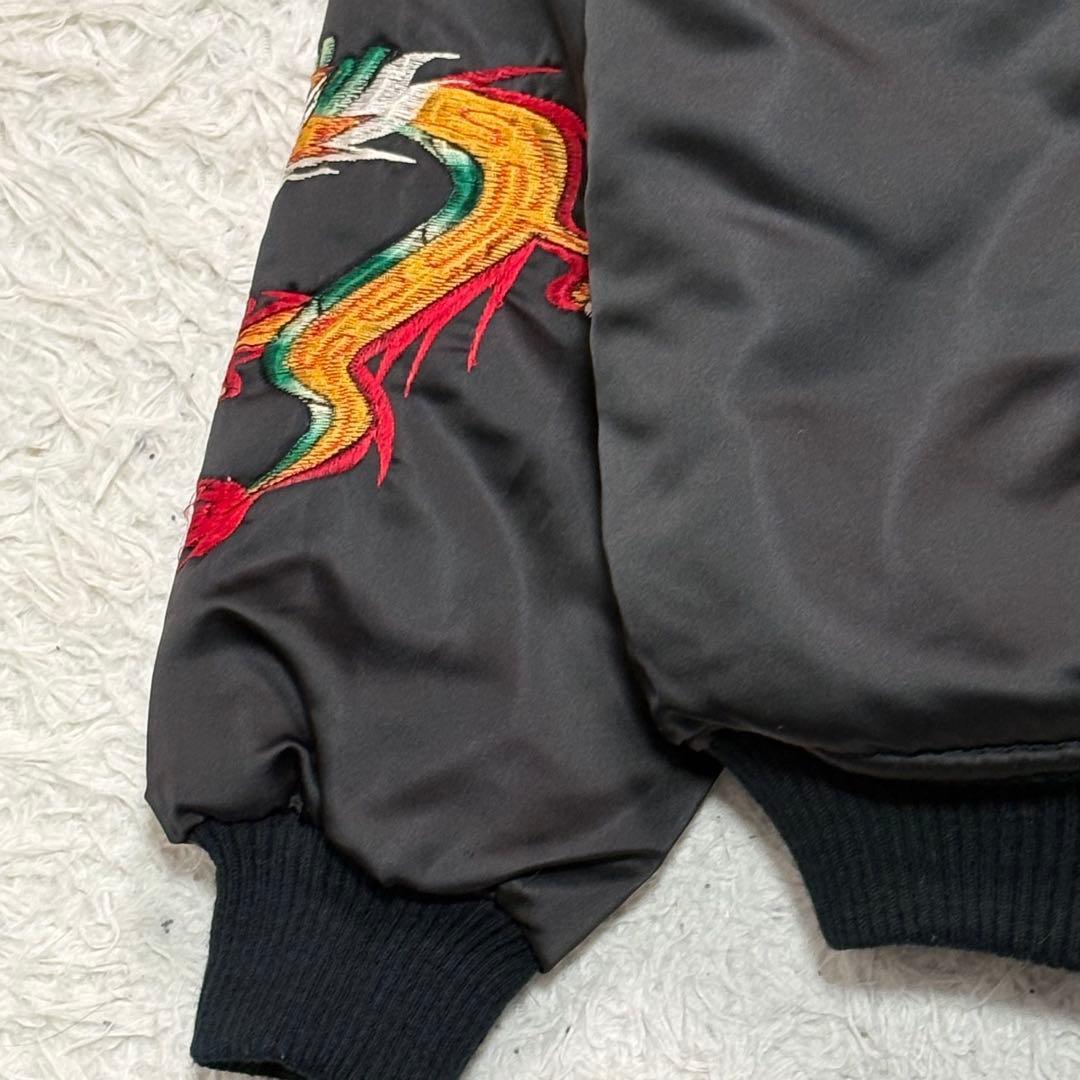 コリアン フード フライトジャケット ドラゴン US Sサイズ ブラック