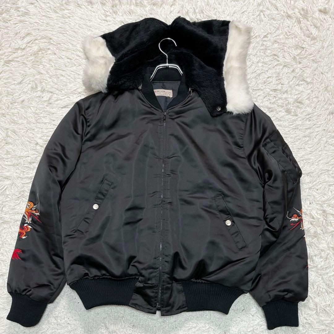 コリアン フード フライトジャケット ドラゴン US Sサイズ ブラック