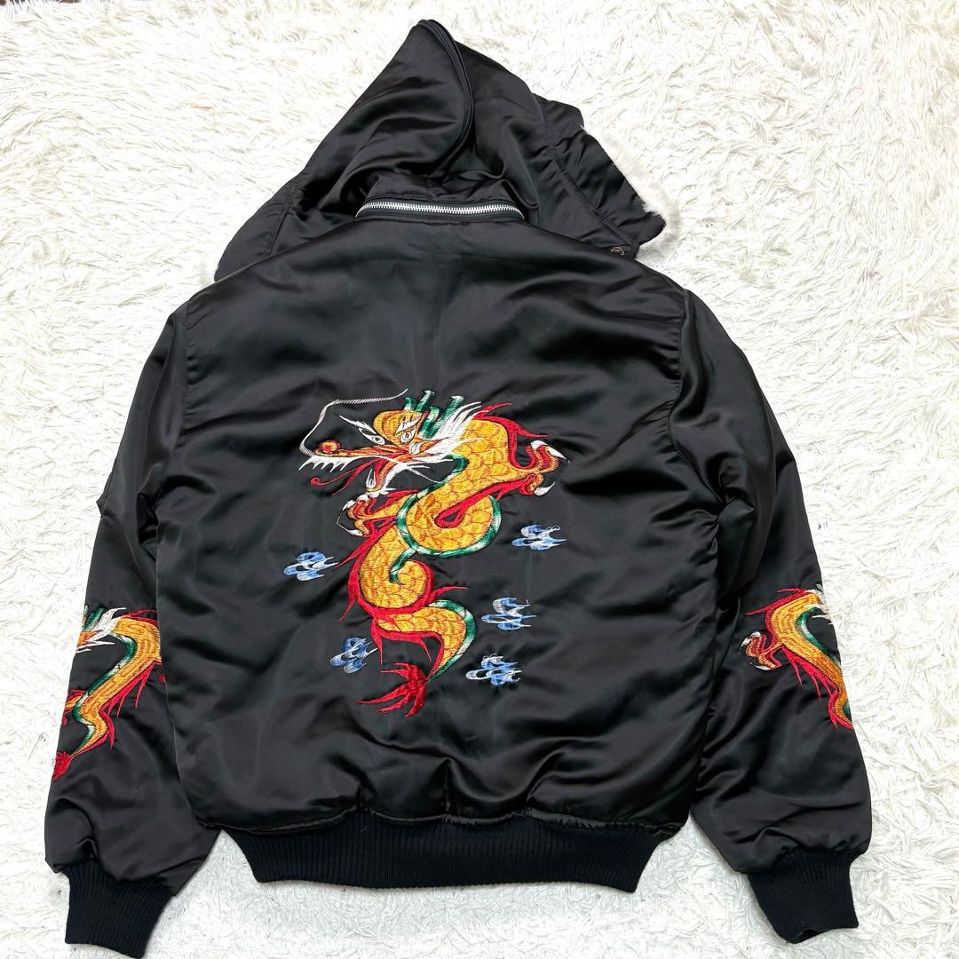 コリアン フード フライトジャケット ドラゴン US Sサイズ ブラック
