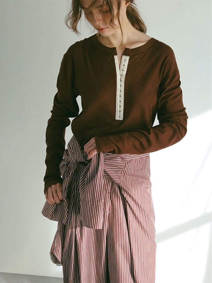 [新品タグ付き]ETRE TOKYO★ ハーフスリーブストライプオールインワン